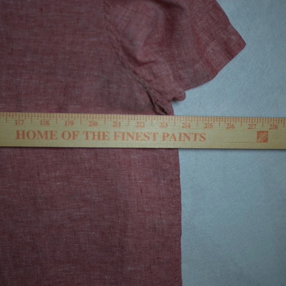 Banana Republic Mens Red 100% Linen Camden Fit Short Sleeve Camp Shirt Large